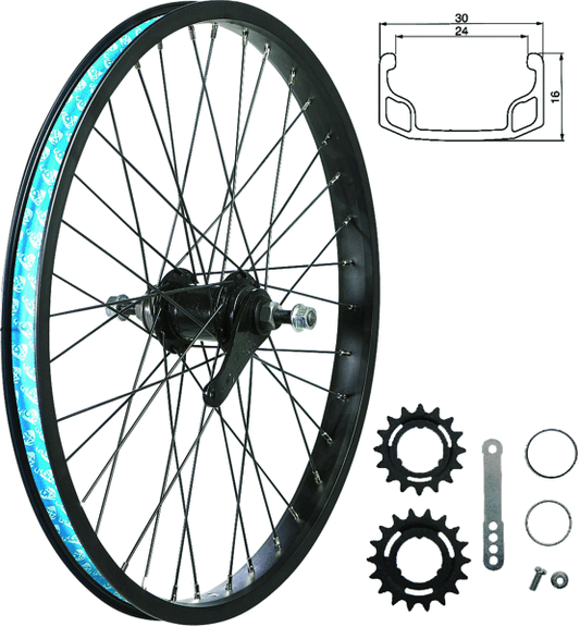 49N 20” Rear Wheel: 3-Spline Coaster (Black)