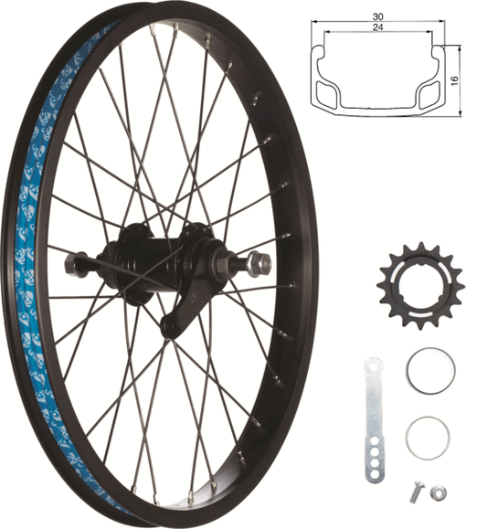 49N 18” Rear Wheel: 16T Coaster Hub (Black)