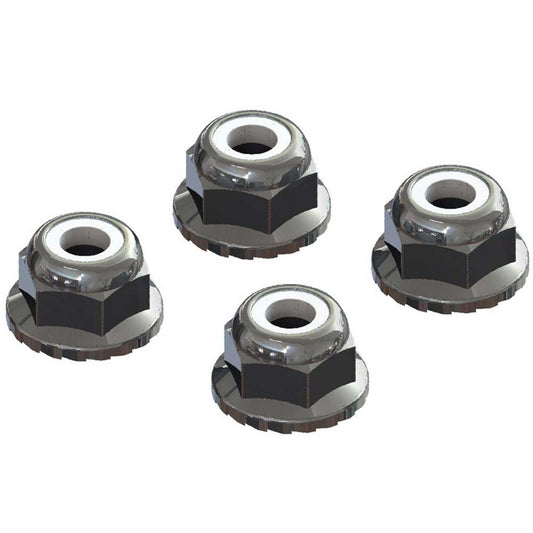 Arrma Flanged Nyloc Locknut: 4mm (4)