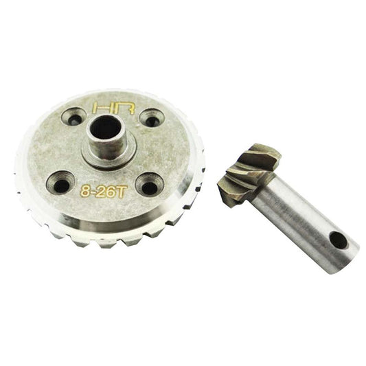Hot Racing Hardened Steel Spiral Cut Ring & Pinion Gear: Savage (26T-8T)