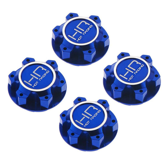 Hot Racing Aluminum 25mm Serrated Hex Nuts: X-Maxx (Blue)