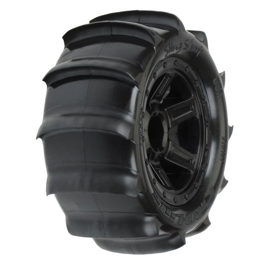 Pro-Line Sling Shot 2.2” Paddle Tire MTD. On Desperado Wheel: 1/16 E-Revo