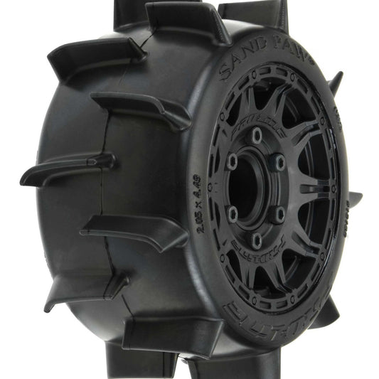 Pro-Line Sand Paw LP 2.8" Paddle Tires Mounted on Raid Wheels (Black)