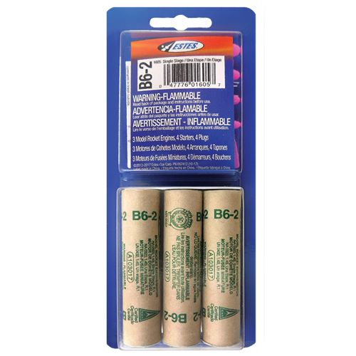 Estes Single Stage Rocket Engines: B6-2 (3 ea)