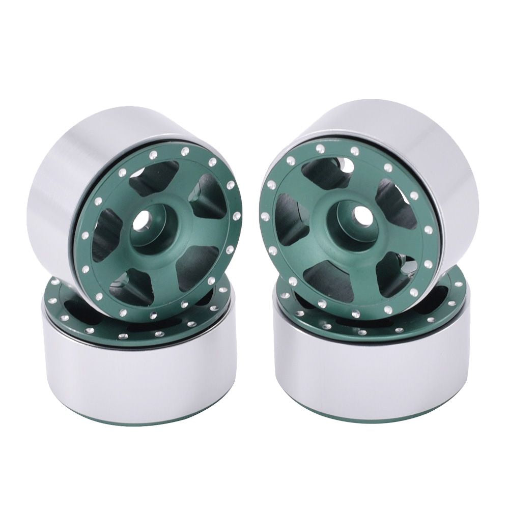 Hobby Details CNC Aluminum 1.0” Starfish Beadlock Wheels: SCX24 (Green)