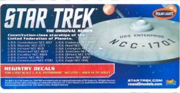 Polar Lights Star Trek USS Enterprise Registry Decals