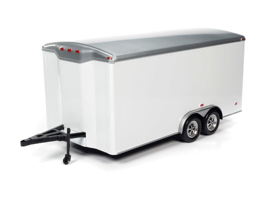 Auto World 1/18 American Muscle Enclosed Trailer - White w/Silver