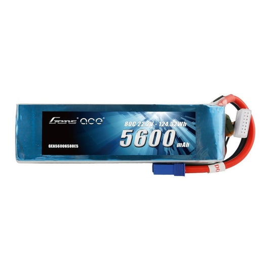 Gens Ace 6S1P 22.2V 5600mah 80C Lipo Battery: EC5