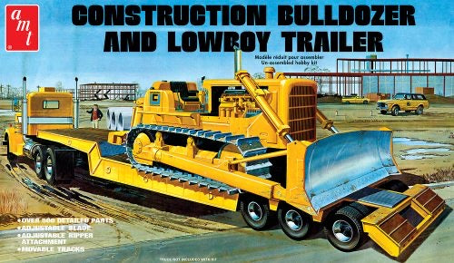 AMT 1/25 Lowboy Trailer & Bulldozer Model Kit
