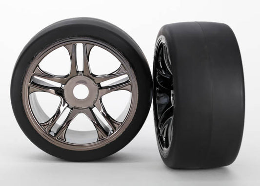 Traxxas Tires and Wheels Assembled black Chome 17mm hex