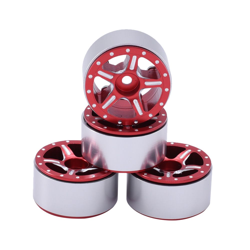 Hobby Details CNC Aluminum 1.0” Starfish Pro Beadlock Wheels: SCX24 (Red)