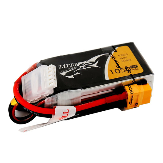 Tattu 4S 1050mah 14.8V 75C Lipo Battery: XT60