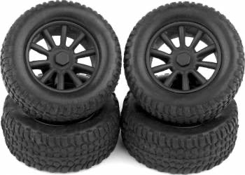 Team Associated Mounted Wheels and Tires: SC28