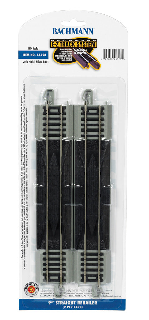 Bachmann HO Scale Nickel Silver 9” Straight EZ Rerailer (2)