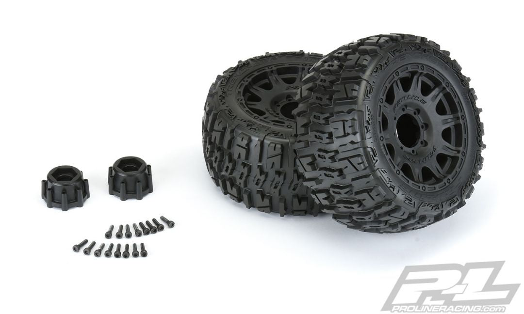 Pro-Line Trencher LP 3.8” All Terrain Tires MTD. on Raid Wheels: MAXX