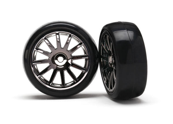 Traxxas Latrax Tires and Wheels Slick 12-Spoke (Black Chrome)